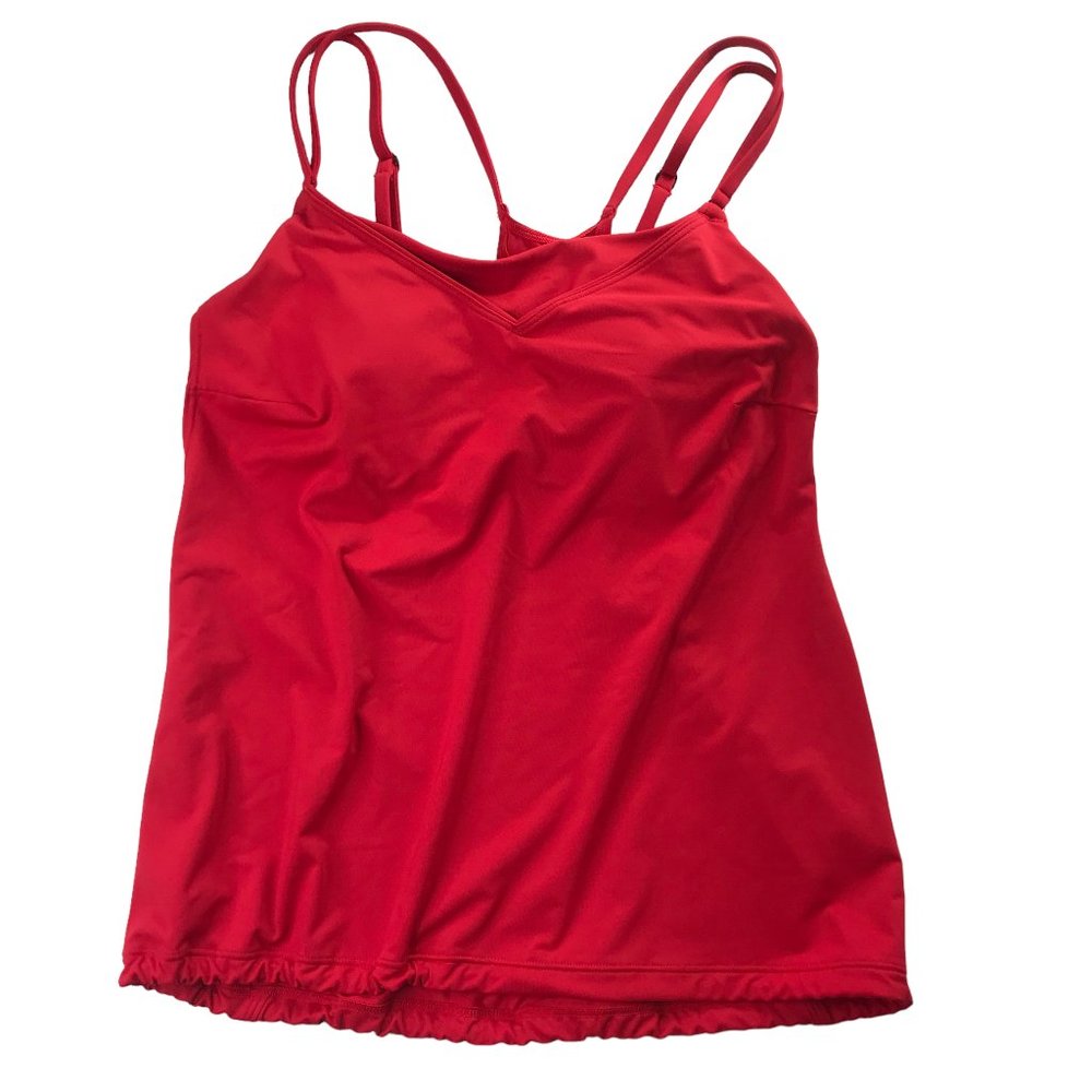 New NWT ATHLETA Swimsuit Tankini Tank Top.  Red Strappy Spaghetti Strap 34 D/DD